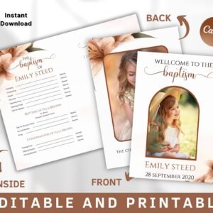 Baptism program lds, editable lds baptism program template, lds baptism program, baptism programs, customizable template, instant download