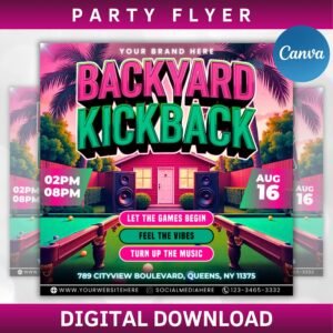 Backyard Party Flyer, Backyard Bbq Flyer, Summer Cookout Flyer, Bbq Flyer, Food Flyer, Cookout Flyer,Backyard Bbq Party Flyer,Canva Template
