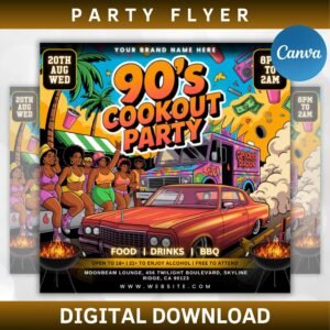 Freaknik Party Flyer, 90's Cookout Flyer, Nightclub Flyer, Pool Mansion Party, Summer Party Flyer, Splash Atl, Canva Editable Template