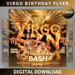 Virgo Birthday Flyer, Birthday Girl, Happy Birthday Flyer, Virgo Season, Virgo Party Flyer, Celebration Flyer, Editable Canva Template
