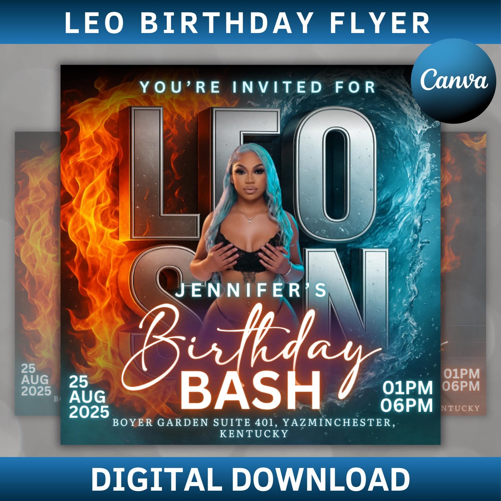 Leo Season Party Flyer, Birthday Szn Flyer, Leo Invitation Flyer, Leo Birthday Event, Social Media Flyer, Premade Flyer Template
